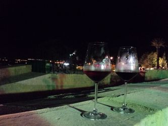 Til vinfestival i Hastings Gardens. Vinglasset bærer du med dig rundt. 